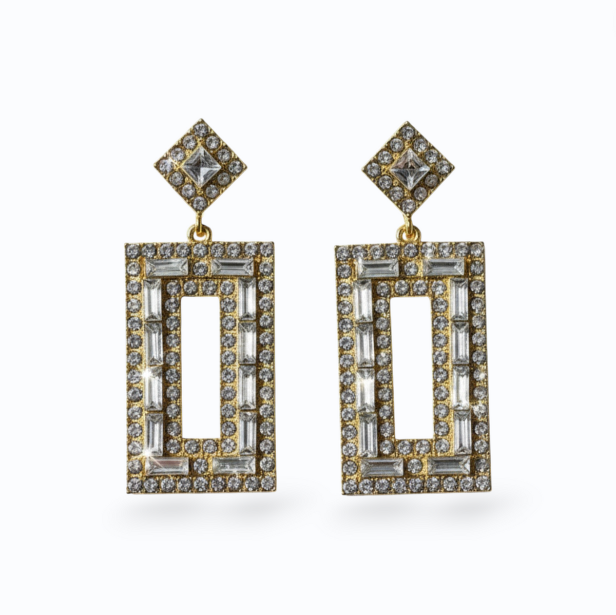 CHRISTINE | RECTANGLE CRYSTAL EARRING