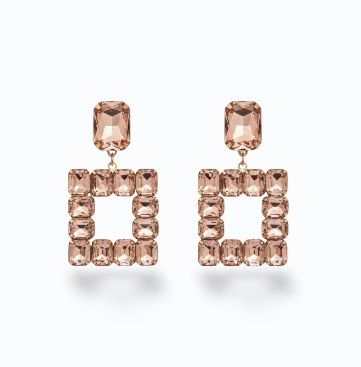 TAYLOR | SQUARE CRYSTAL DROP - Pale Pink