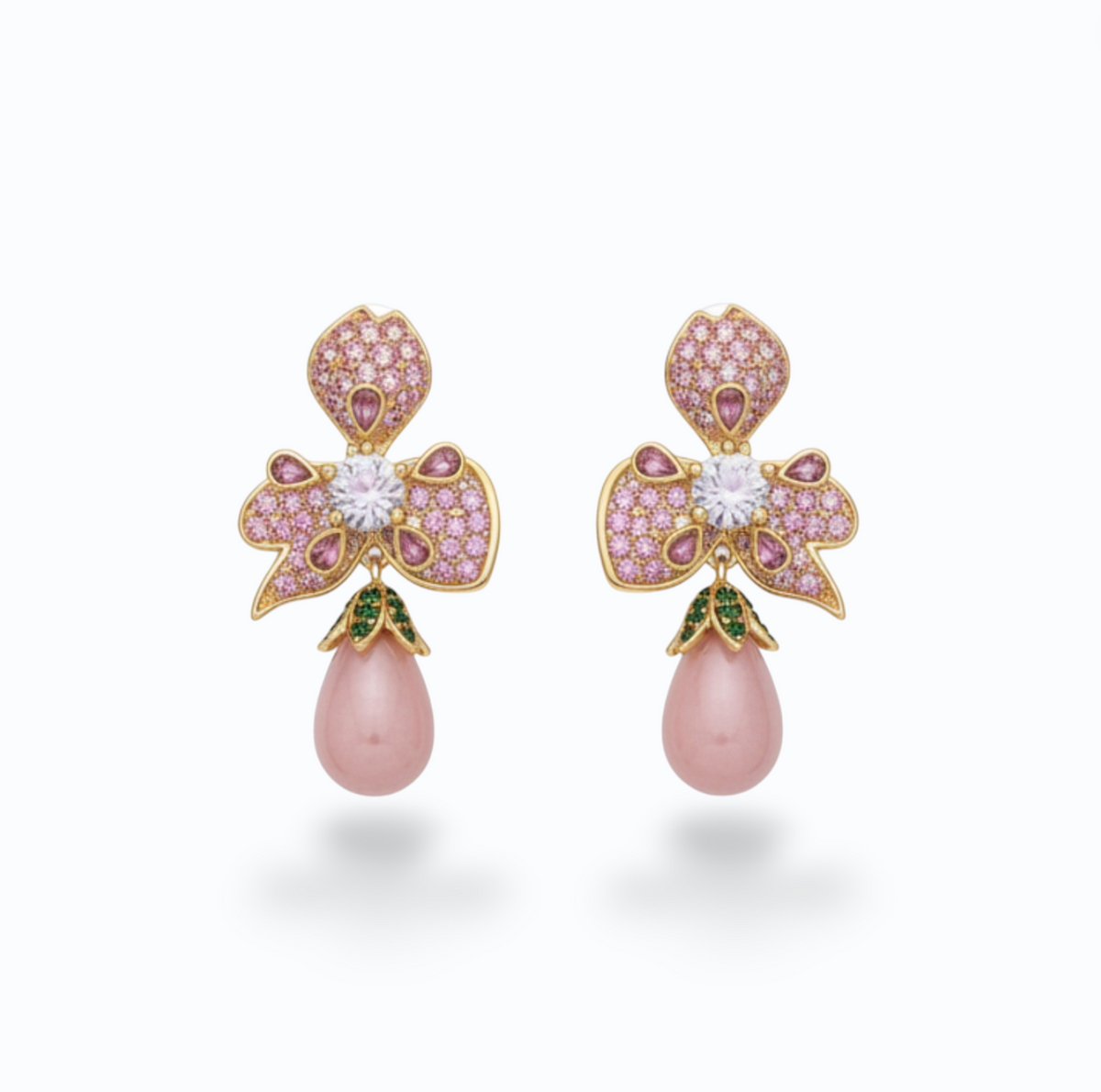 MICHELLE | CUBIC ZIRCONIA AND PEARL DROP EARRING - Pink