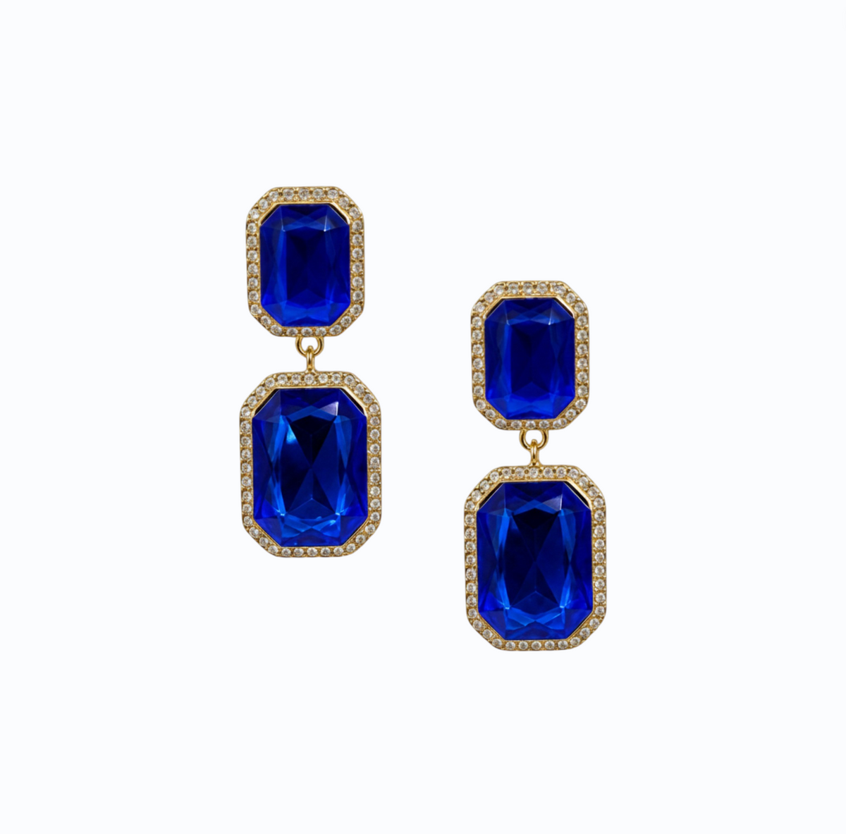 ALYSSA | RECTANGLE DROP EARRING - Royal Blue