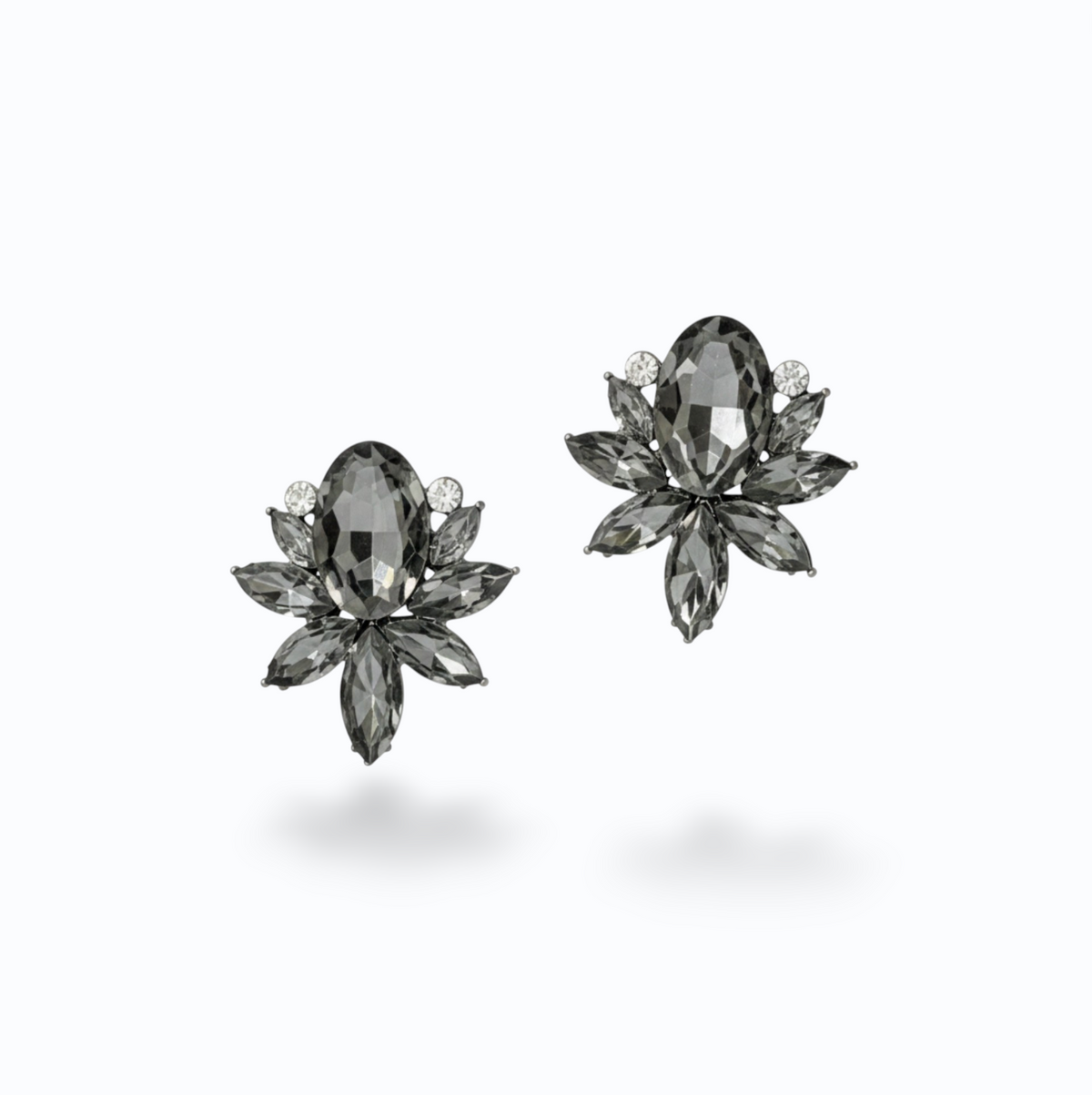 EVE | FLOWER CRYSTAL STUD - Pewter