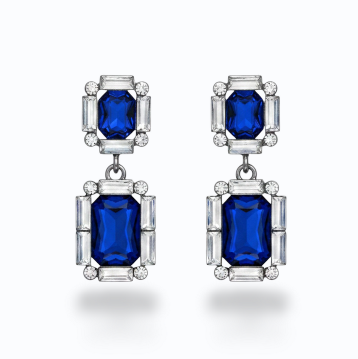 ALEYNA | RECTANGLE CRYSTAL DROP EARRING - Royal Blue