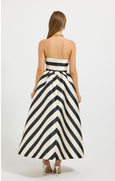 PASDUCHAS | Valerie Strapless Midi - Black & Cream