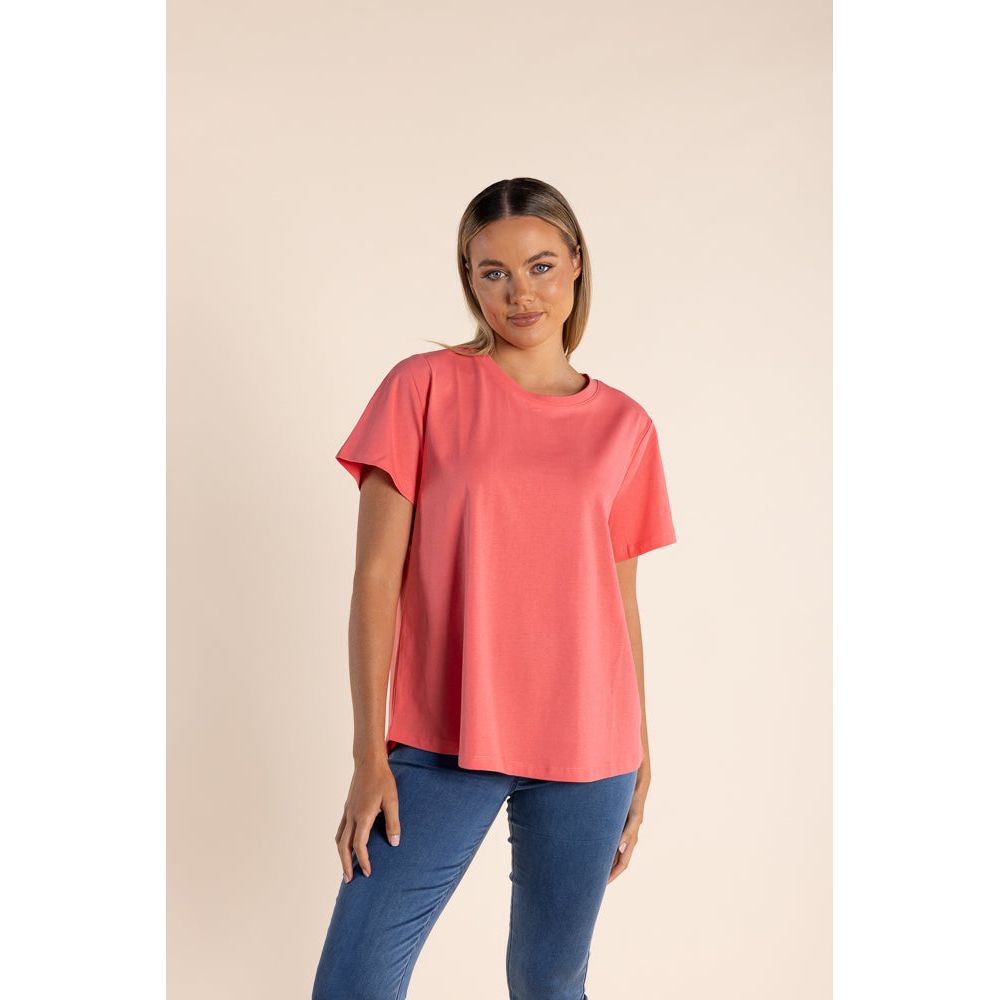 TWO T&#39;s | Crew Neck T-Shirt - Coral