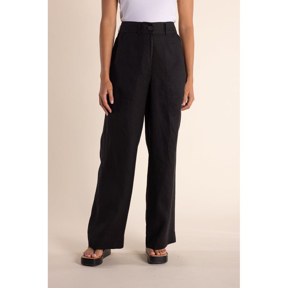 TWO T&#39;s | Linen Wide Leg Pant - Black