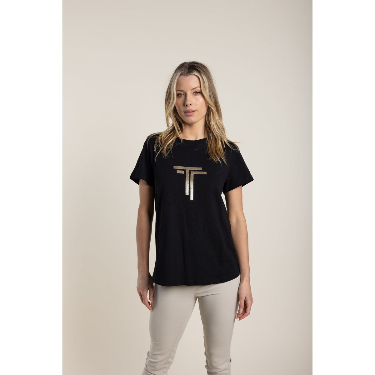 TWO Ts | Logo Sequin T-Shirt - Black