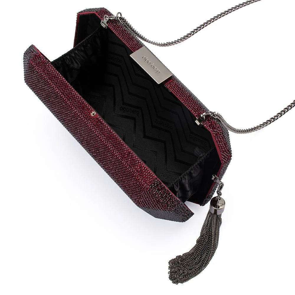 OLGA BERG | GIA Crystal Clutch - Burgandy