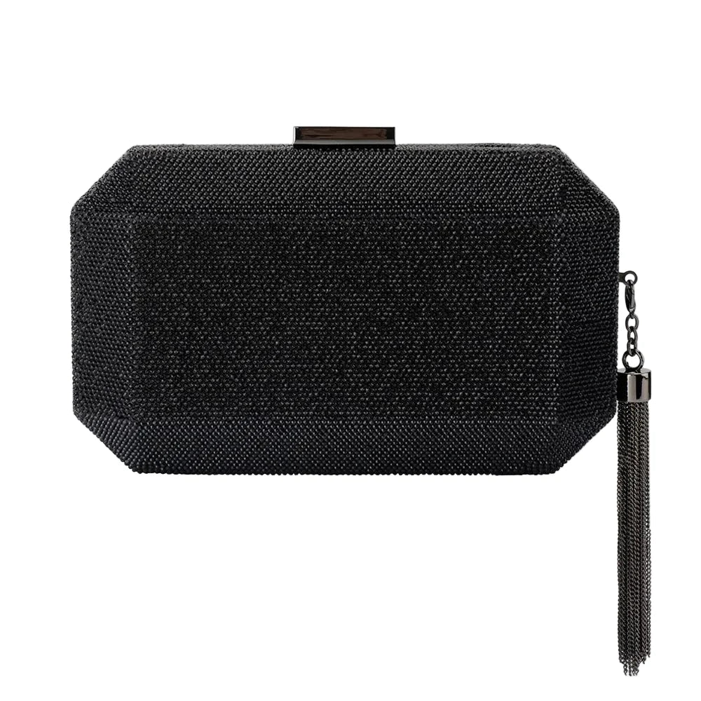 OLGA BERG | GIA Crystal Clutch - Black
