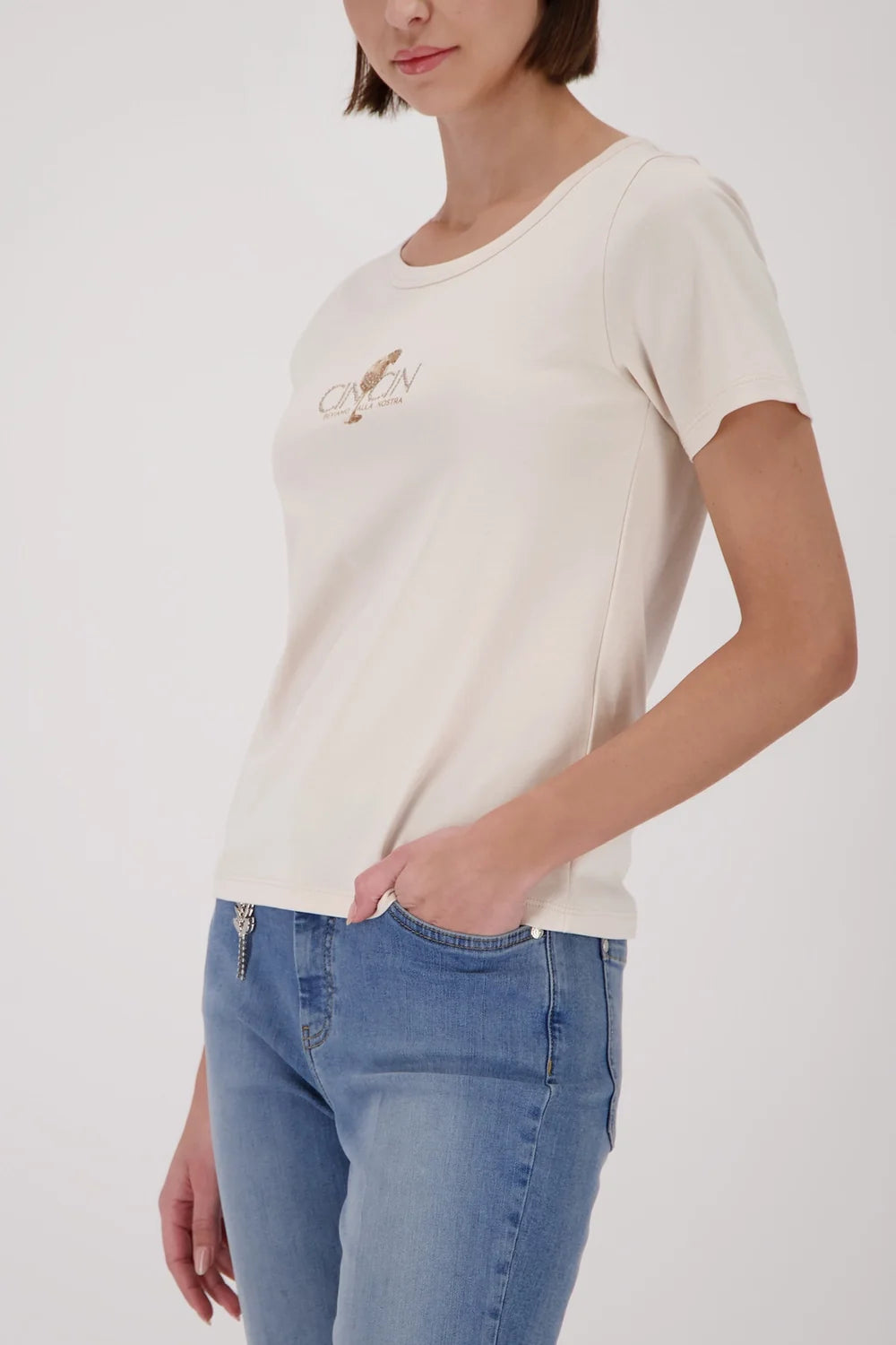 MONARI | CIN CIN T-SHIRT - Champagne/Beige