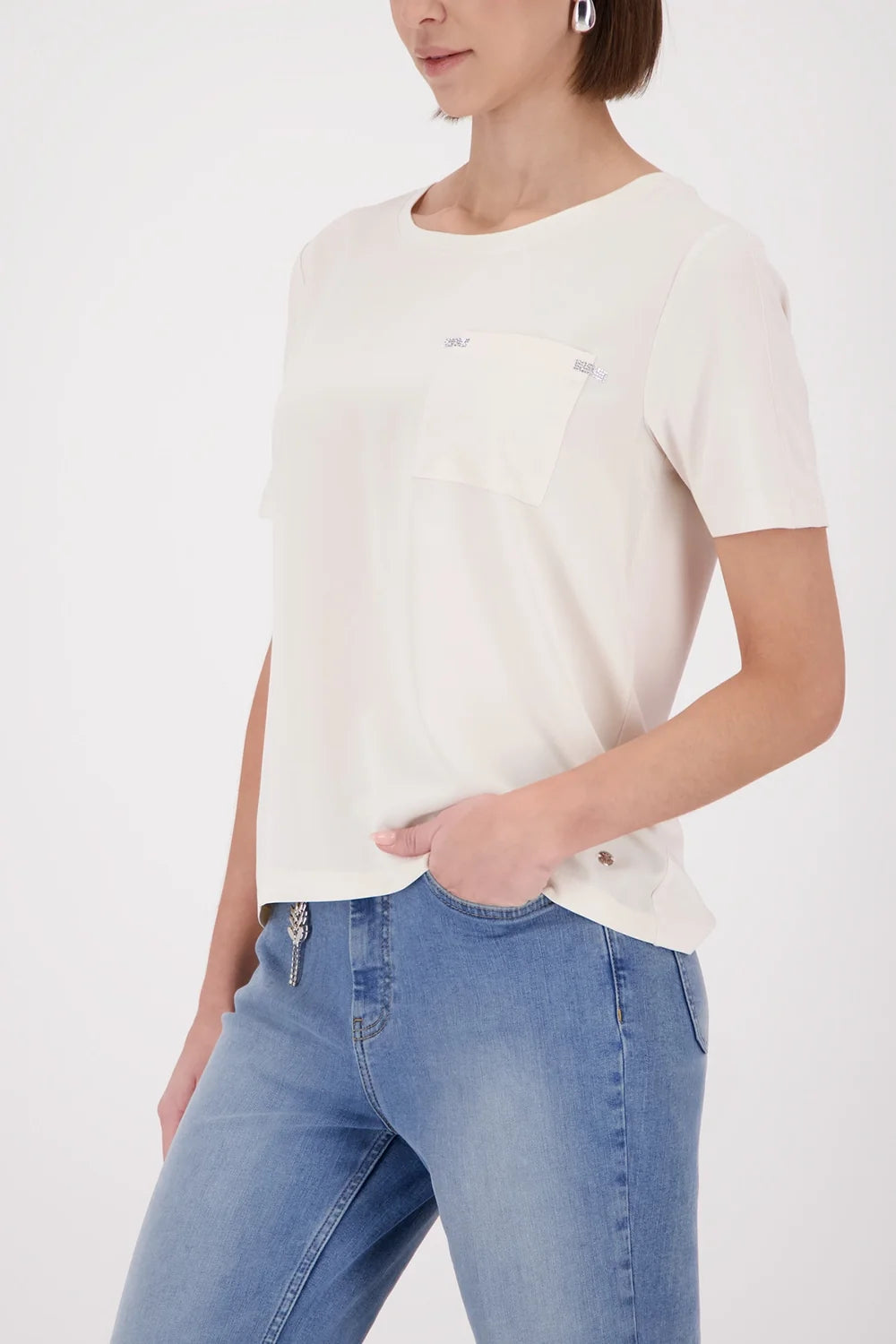 MONARI | RHINESTONE DETAILED T-SHIRT - Offwhite