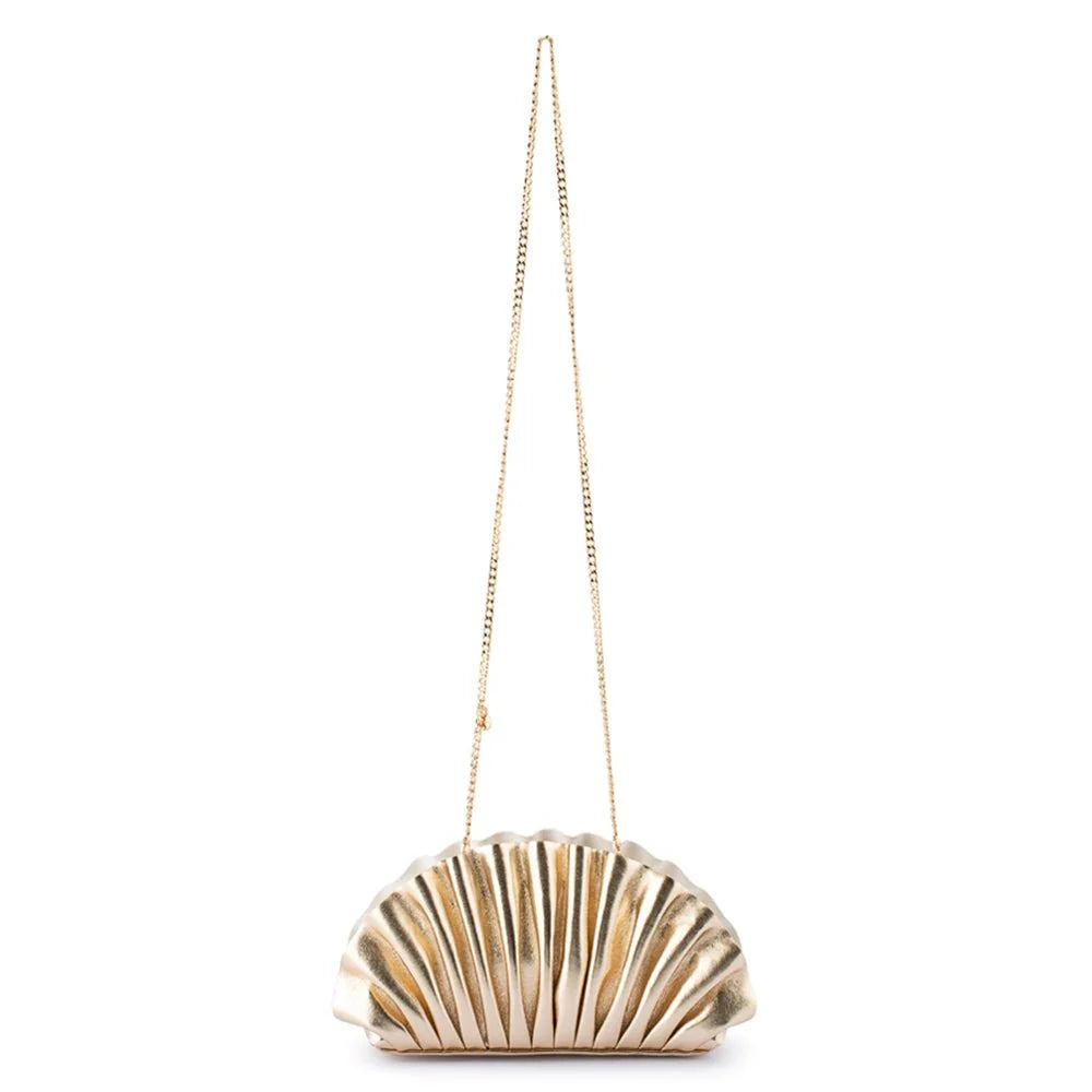 OLGA BERG | HOLLIE - Pleated Clutch Gold