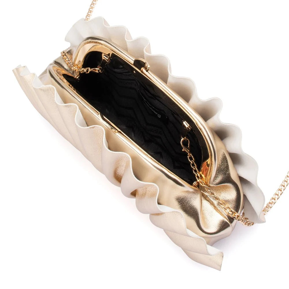 OLGA BERG | HOLLIE - Pleated Clutch Gold