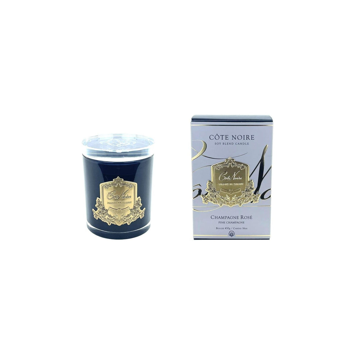 COTE NOIRE | PINK CHAMPAGNE - GOLD BADGE CANDLE