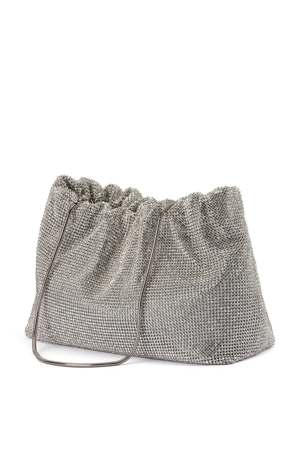 OLGA BERG | JESSIE CRYSTAL MESH POUCH - Silver