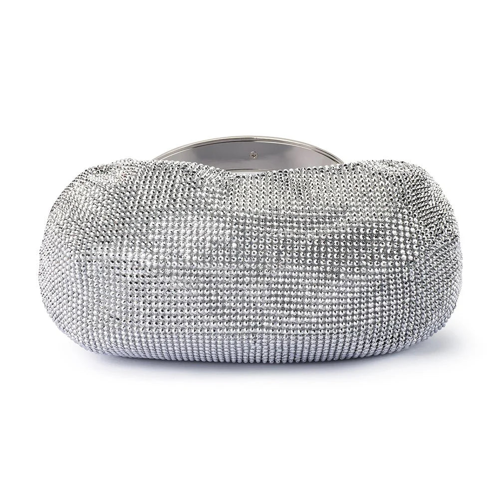 OLGA BERG | PIXIE Crystal Mesh Bag - Silver