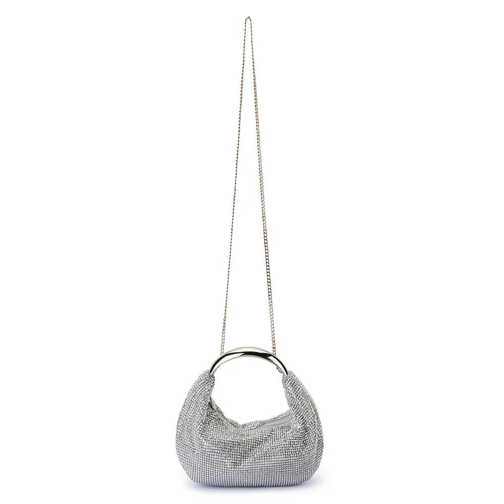 OLGA BERG | PIXIE Crystal Mesh Bag - Silver