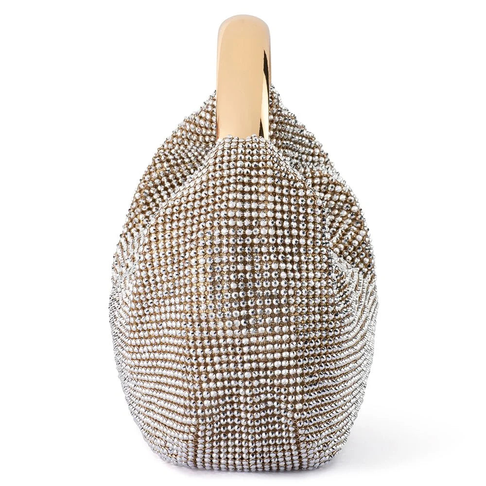OLGA BERG | PIXIE Crystal Mesh Bag - Champagne