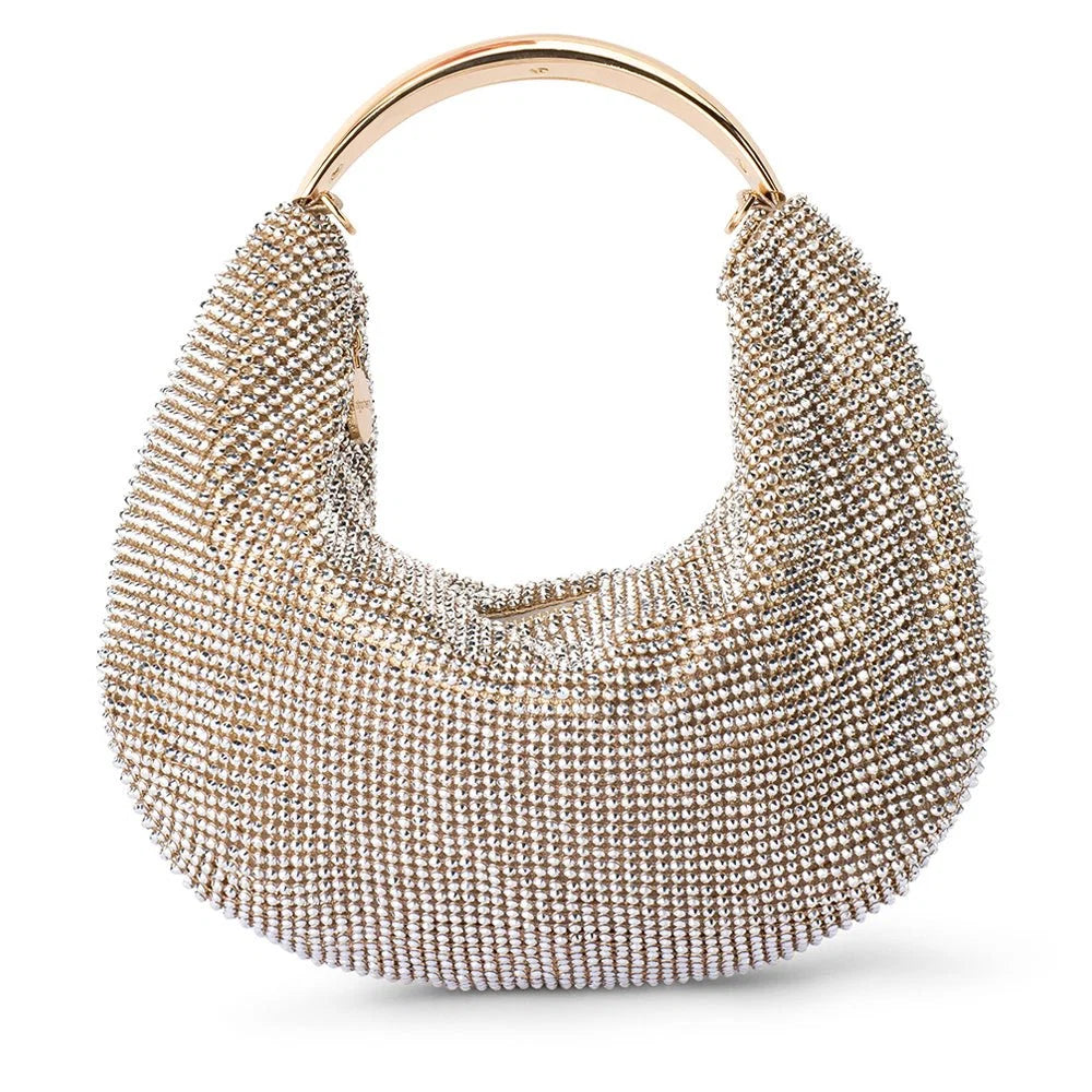 OLGA BERG | PIXIE Crystal Mesh Bag - Champagne