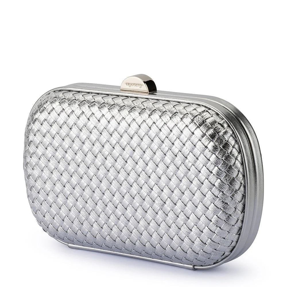 OLGA BERG | ELLA Woven Clutch - Silver