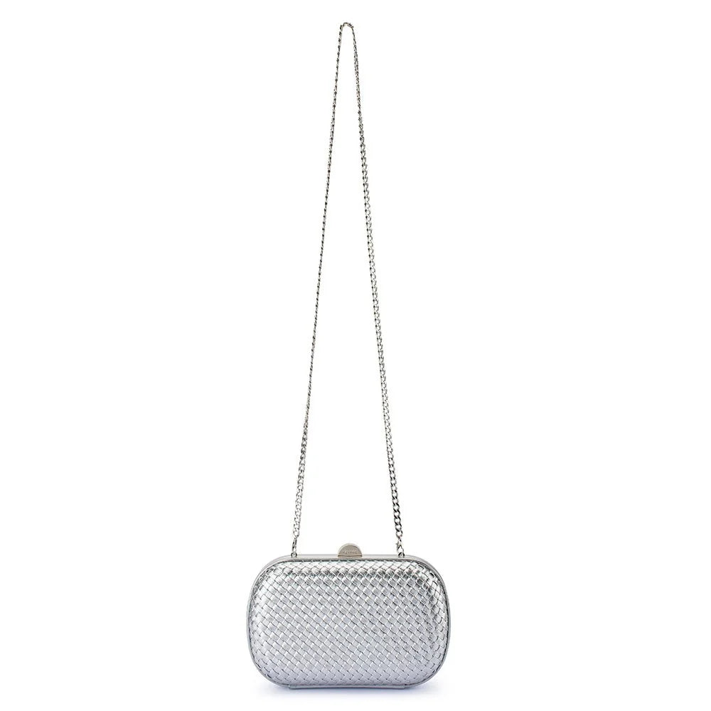 OLGA BERG | ELLA Woven Clutch - Silver
