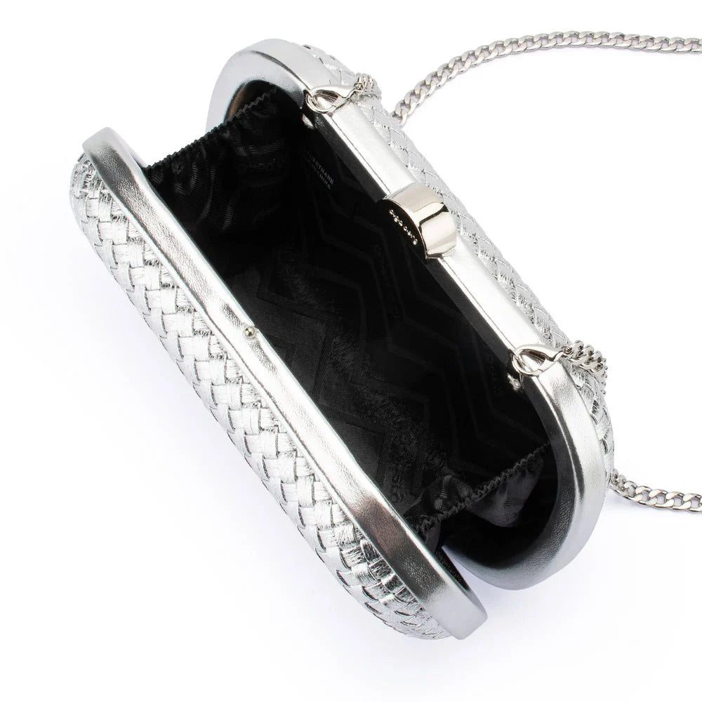 OLGA BERG | ELLA Woven Clutch - Silver