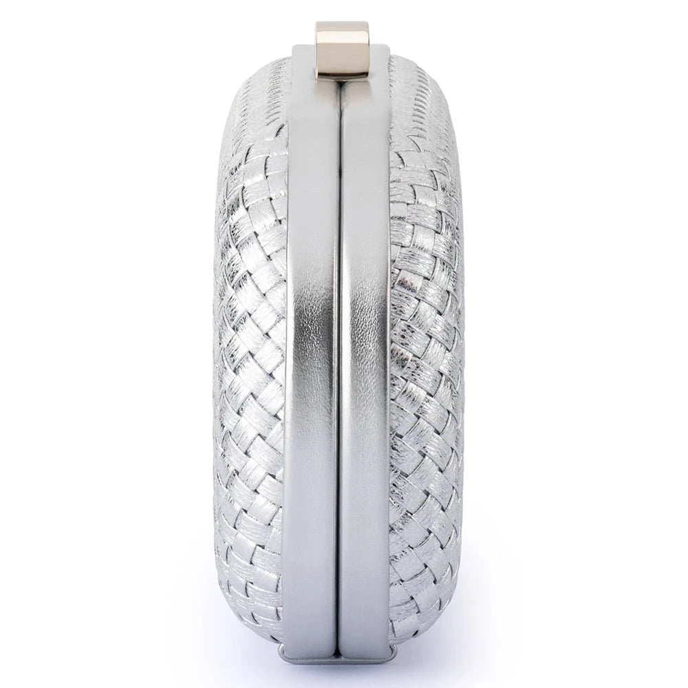 OLGA BERG | ELLA Woven Clutch - Silver