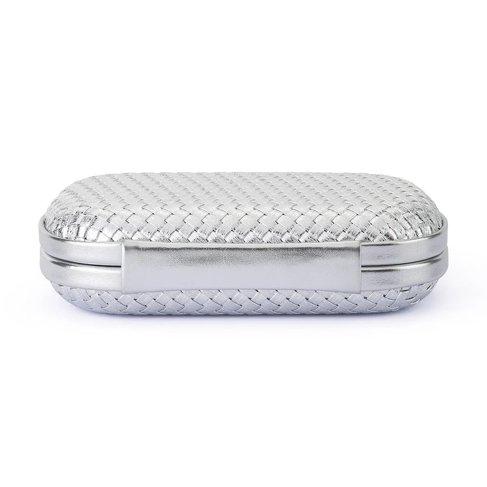 OLGA BERG | ELLA Woven Clutch - Silver