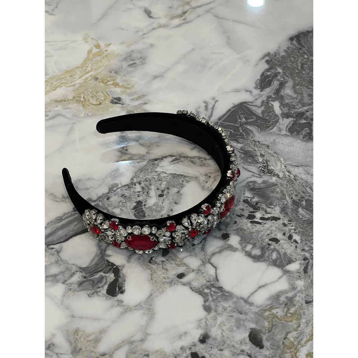 CRYSTAL HEADBAND | Black/Red