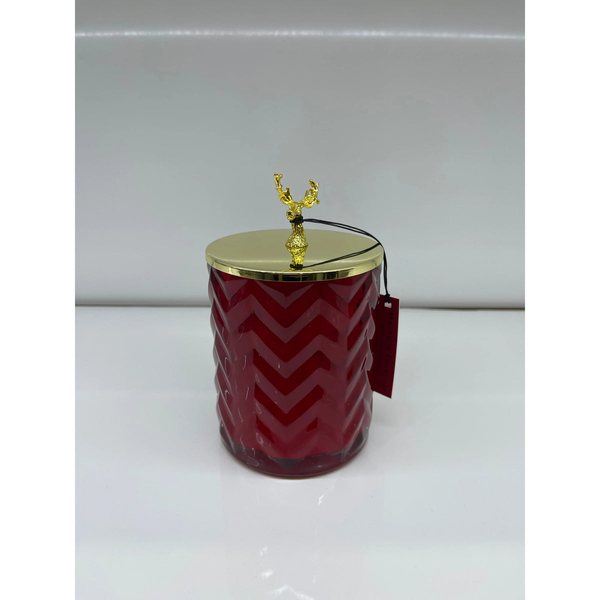 COTE NOIRE - XMAS DEER LID &amp; RED HERRINGBONE CANDLE