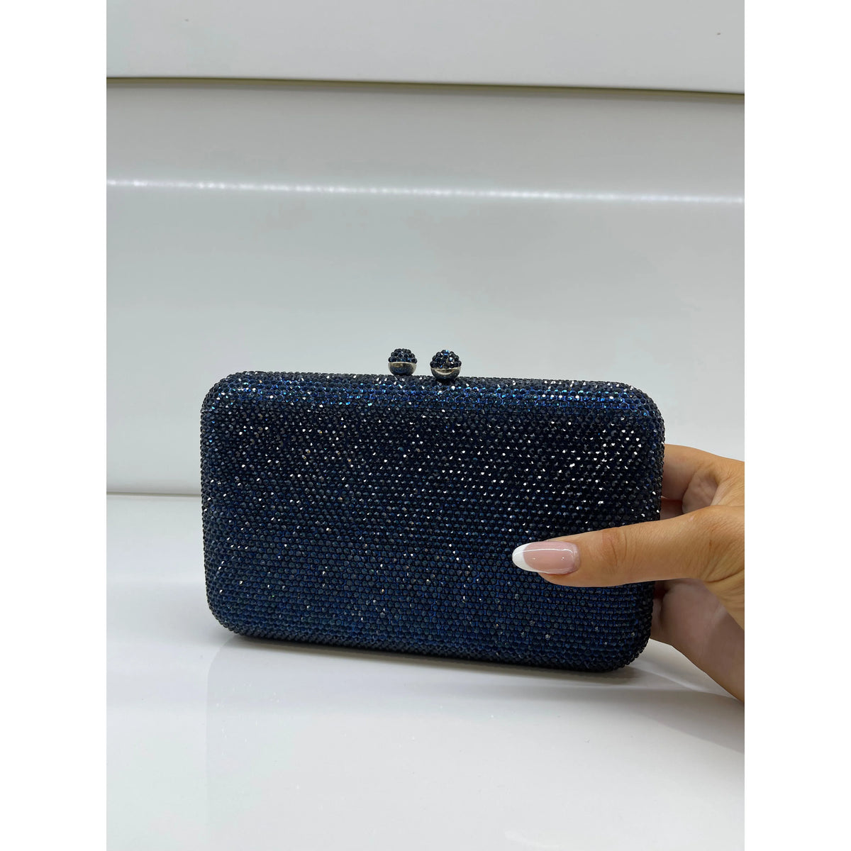 Navy Crystal Clutch