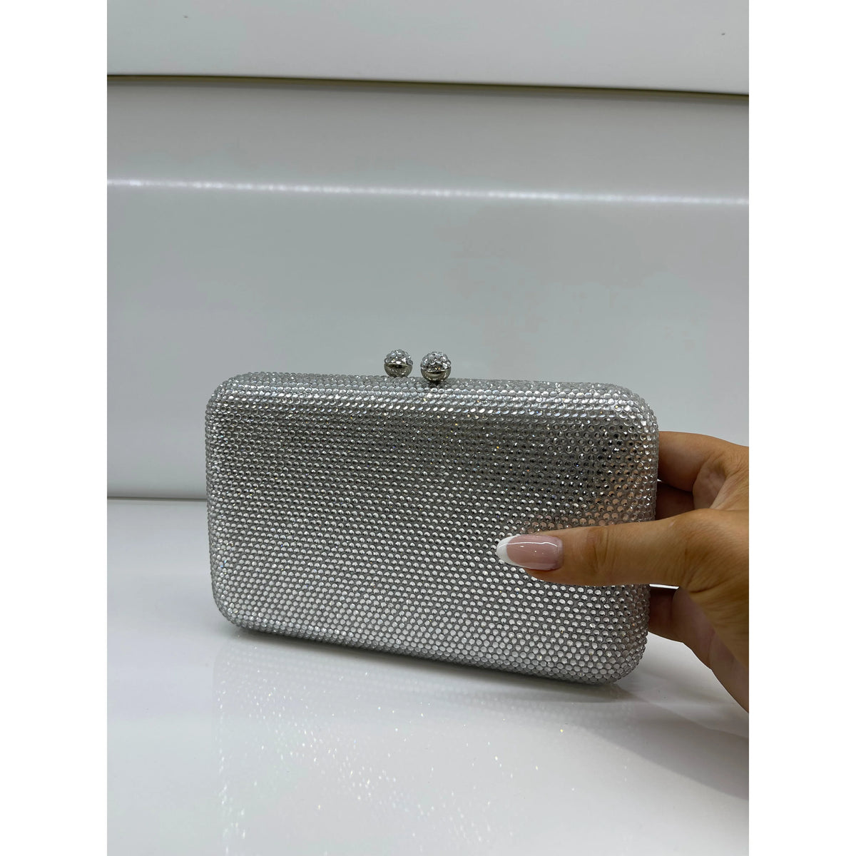 Silver Crystal Clutch