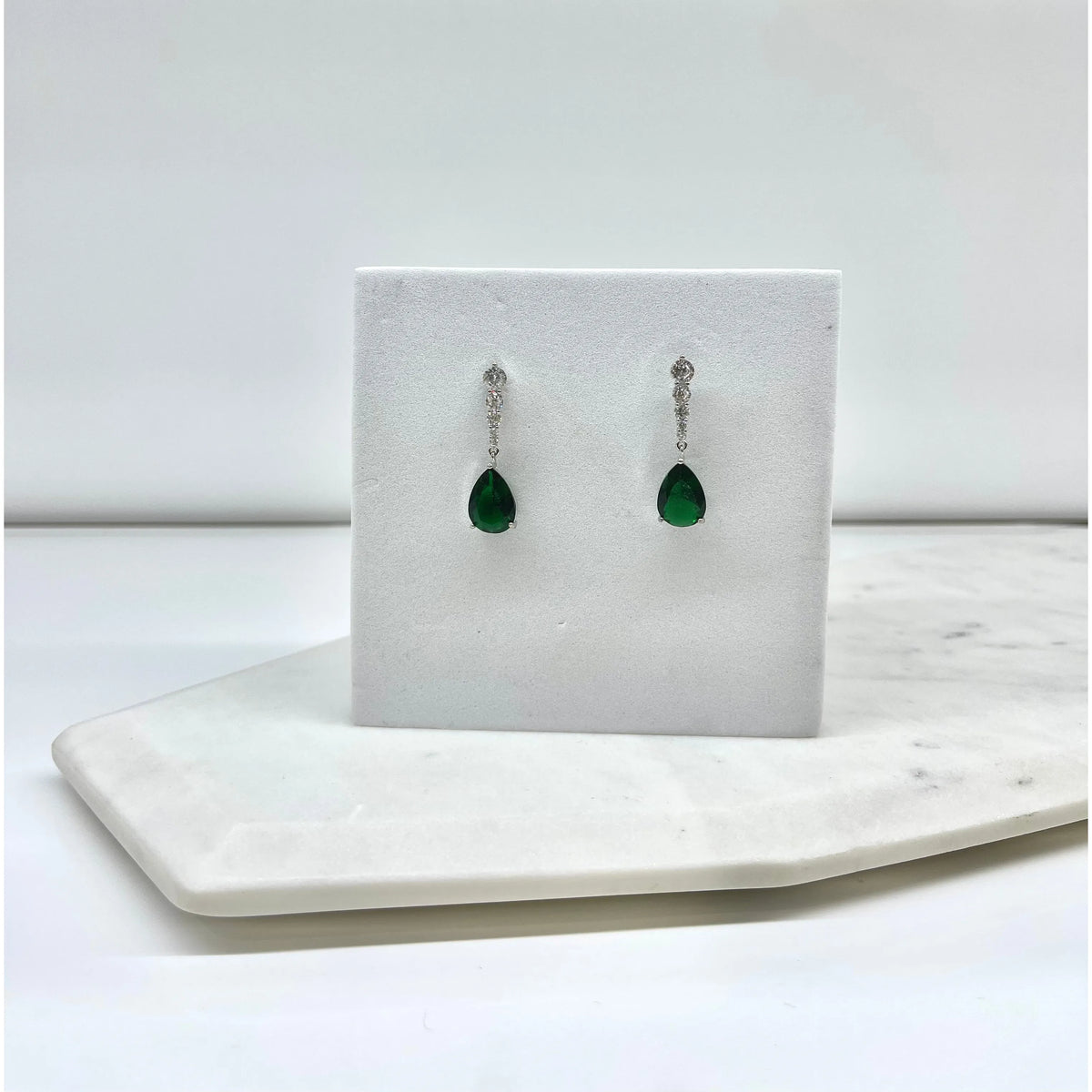 ASHLEY | Drop Emerald Crystal Earring