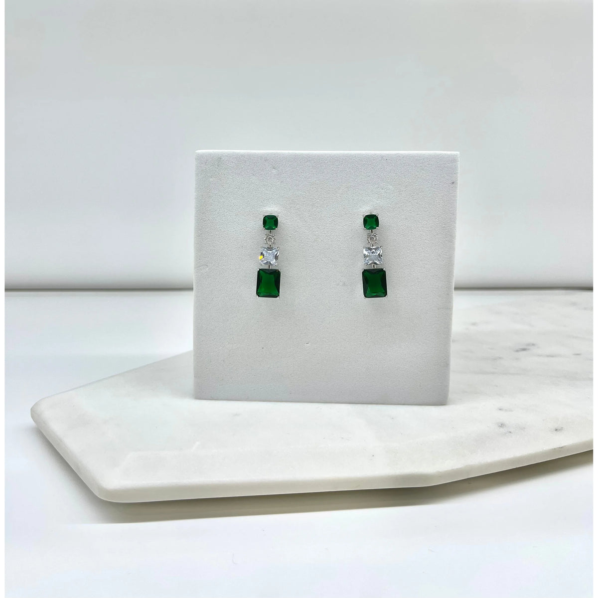 MANDY | Square Emerald Crystal Earring