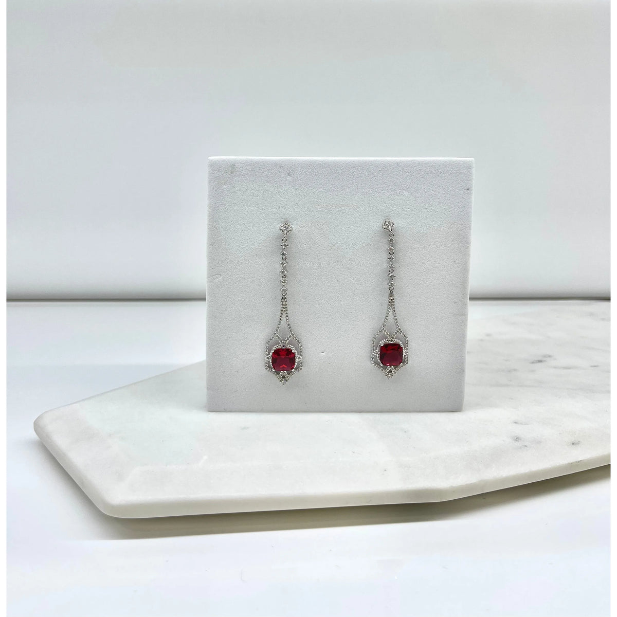 MARTHA | Red/Silver Crystal Earring