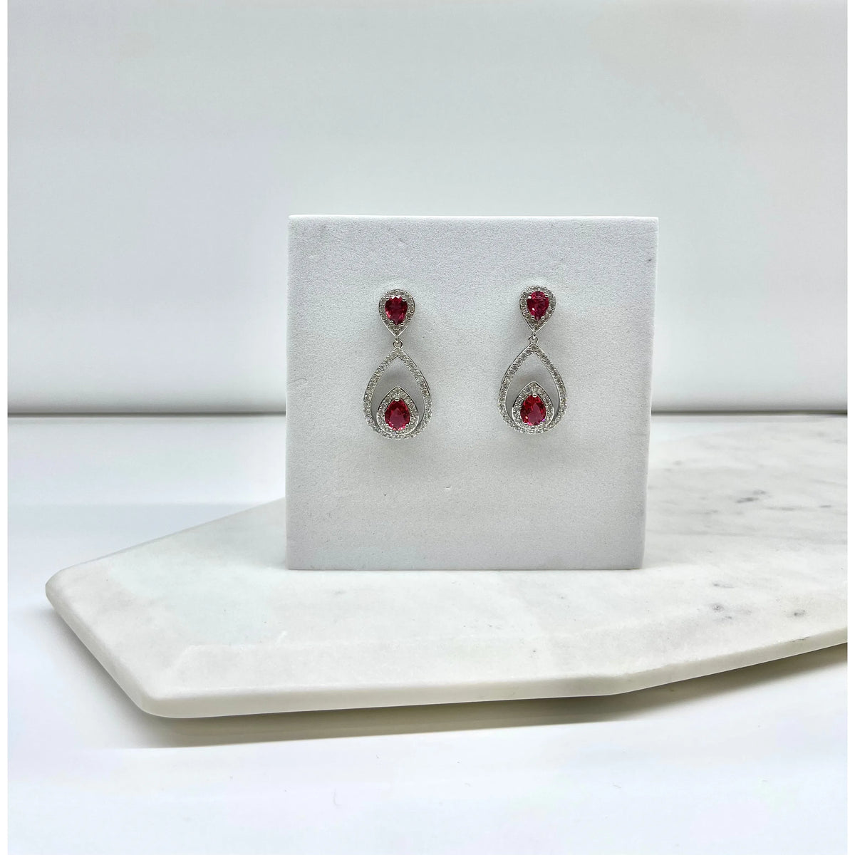 ELIZABETH | Red/Silver Crystal Earring