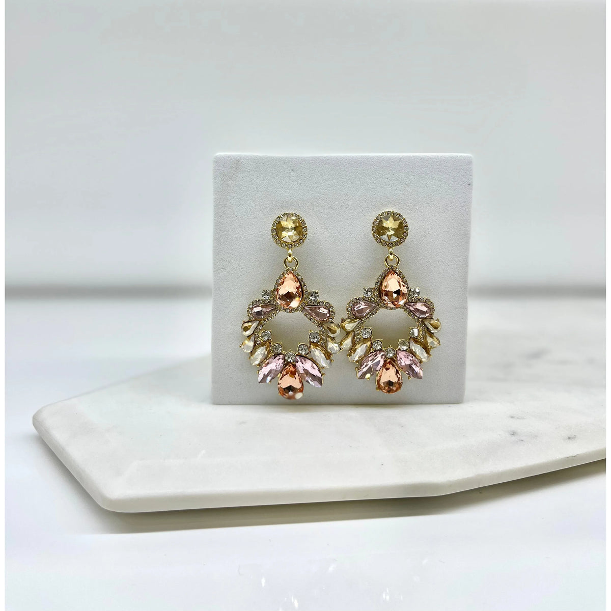 KRISTY | Gold/Pink Crystal Earring
