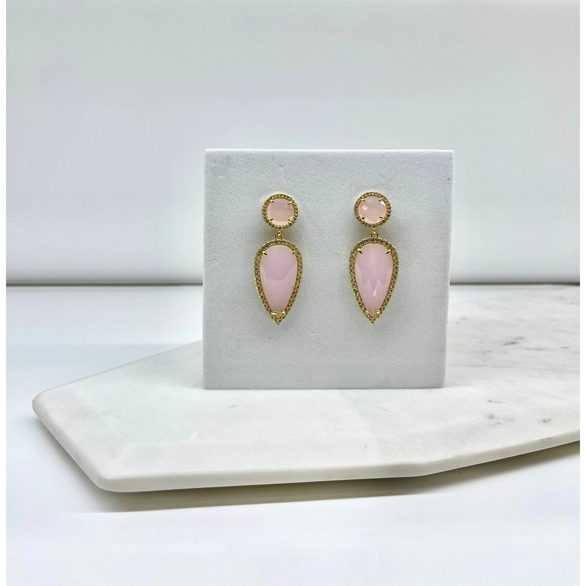ELLEN | Gold/Pink Crystal Earring