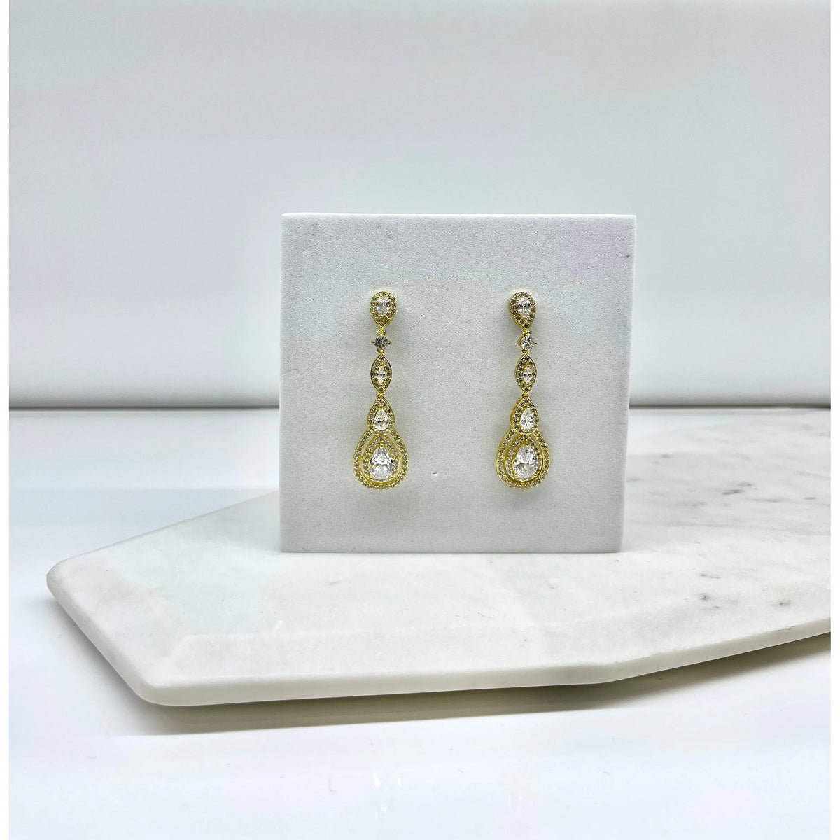 HELEN | Gold Crystal Multitiered Earring