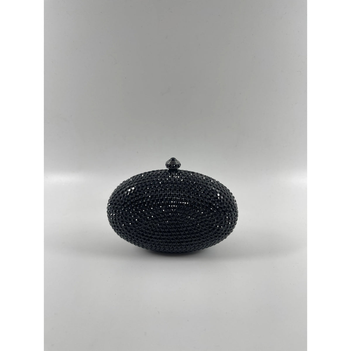 Black Oval Crystal Mini Clutch