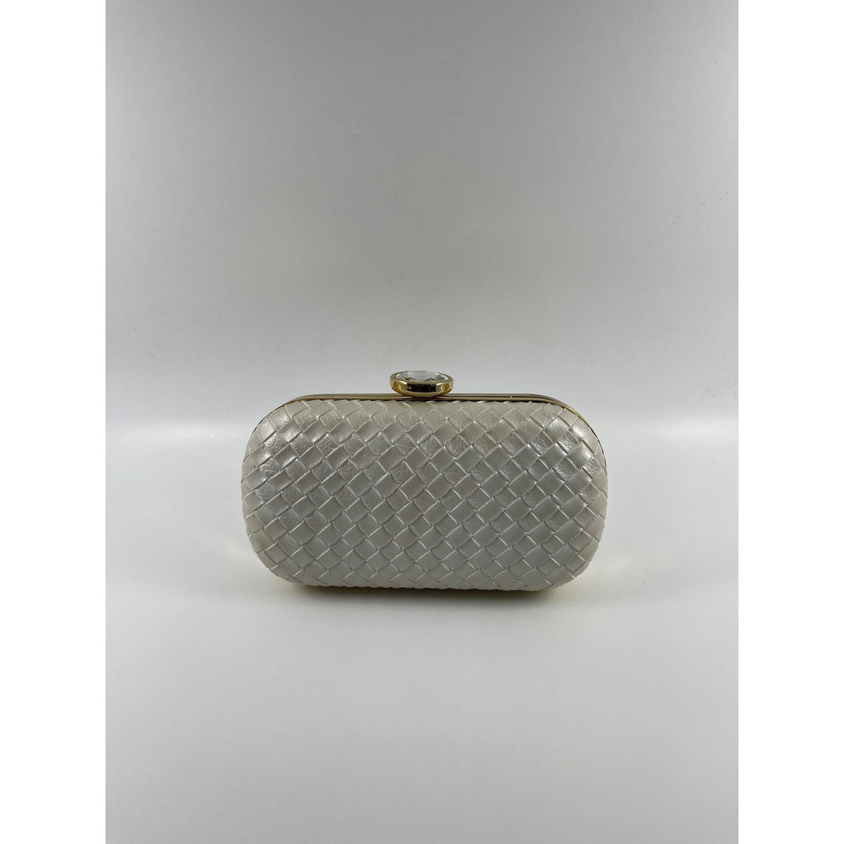 Ivory Woven Leather Clutch