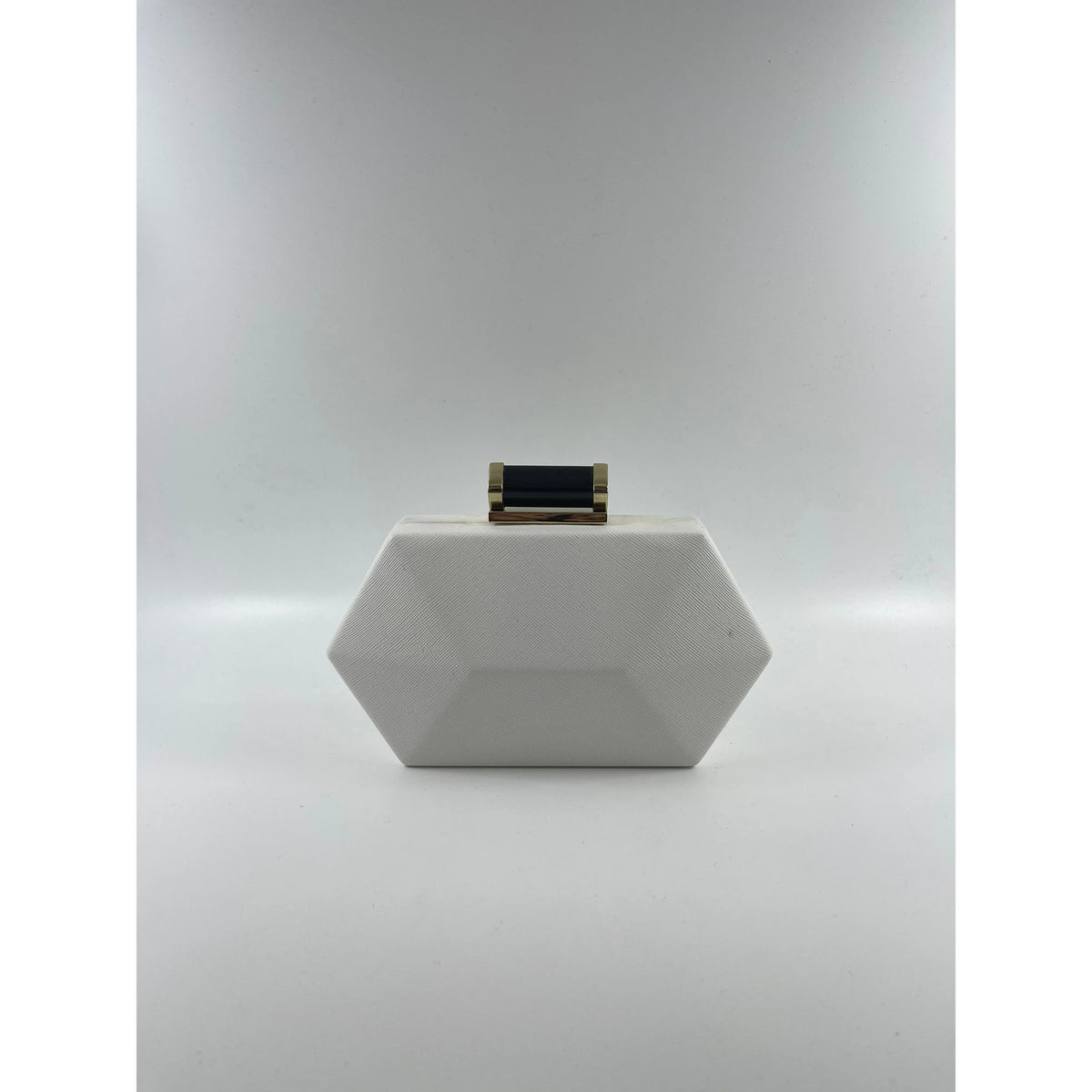 White Leather Hexagon Clutch