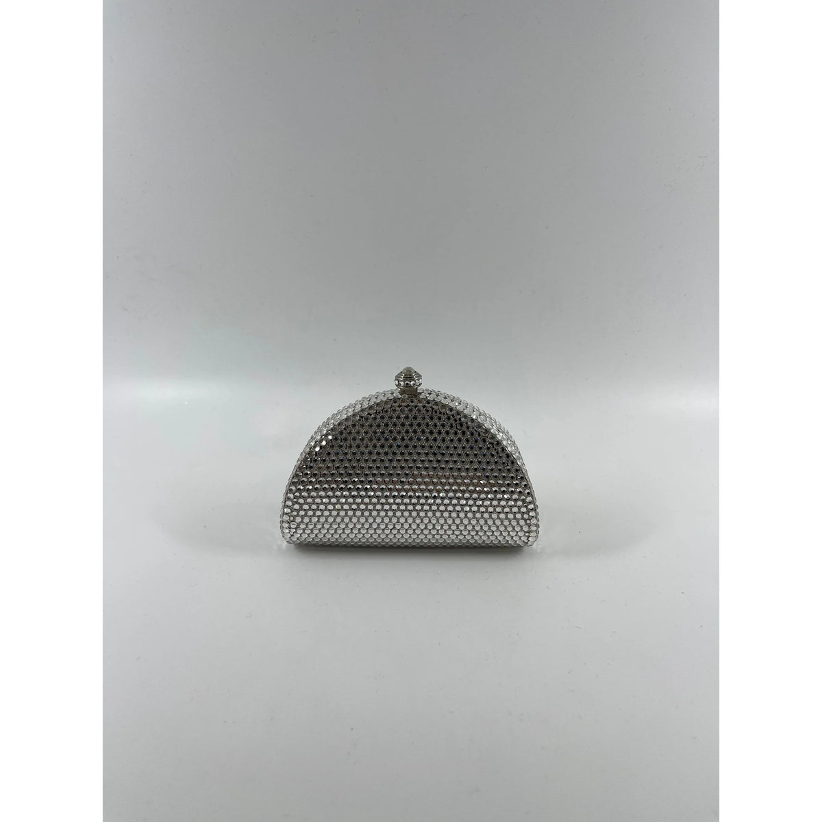 Half-Moon Silver/Grey Crystal Mini Clutch