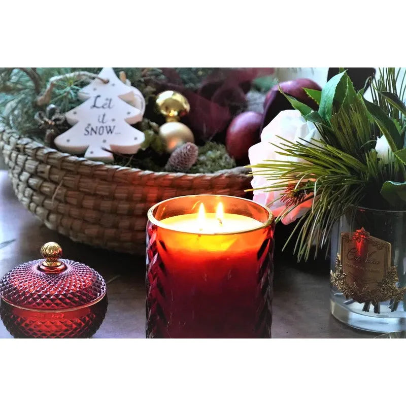 COTE NOIRE - XMAS DEER LID &amp; RED HERRINGBONE CANDLE